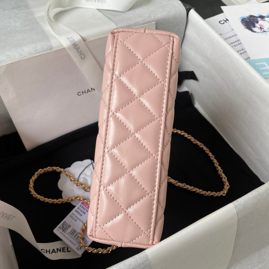 Chanel AS4416 Mini Shopping Bag Pink Shiny Aged Calfskin Gold