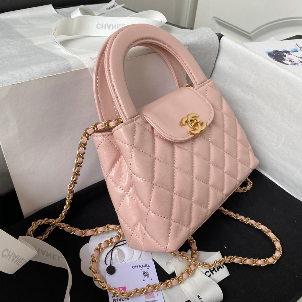 Chanel AS4416 Mini Shopping Bag Pink Shiny Aged Calfskin Gold