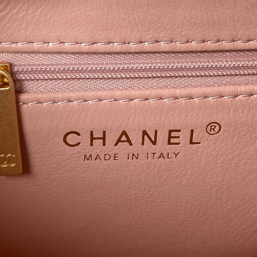 Chanel AS4416 Mini Shopping Bag Pink Shiny Aged Calfskin Gold