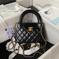Chanel AS4416 Mini Shopping Bag Black Shiny Aged Calfskin Gold