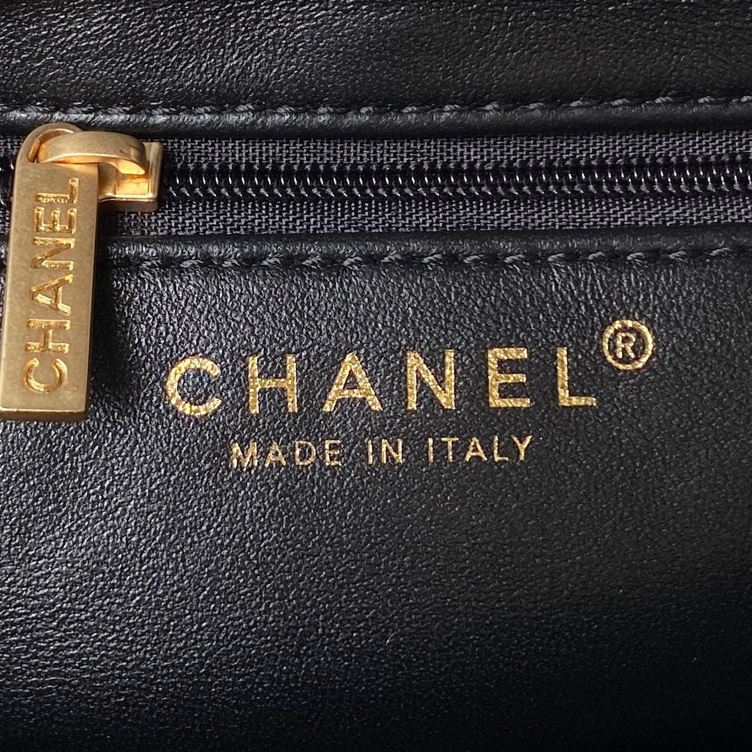 Chanel AS4416 Mini Shopping Bag Black Shiny Aged Calfskin Gold