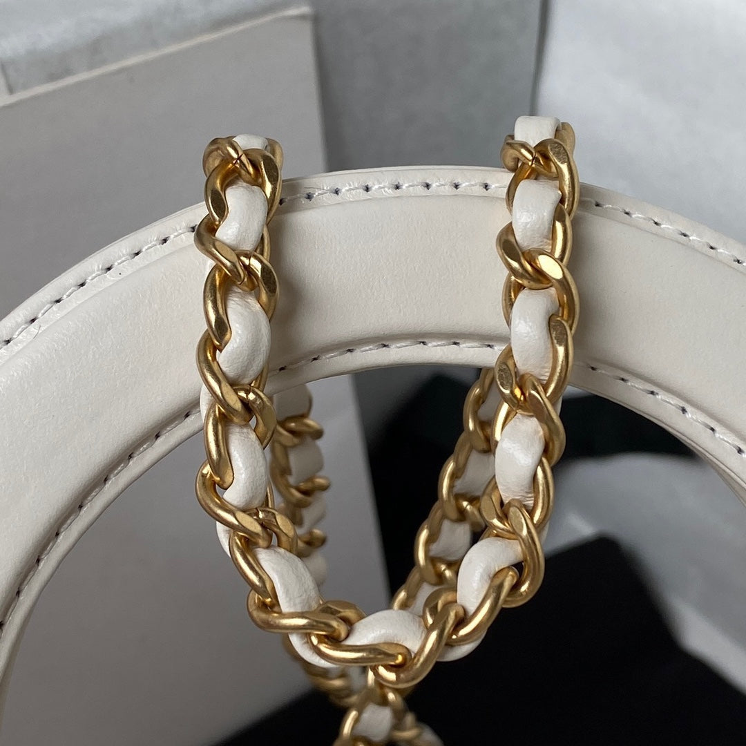 Chanel AS4416 Mini Shopping Bag Beige Shiny Aged Calfskin Gold