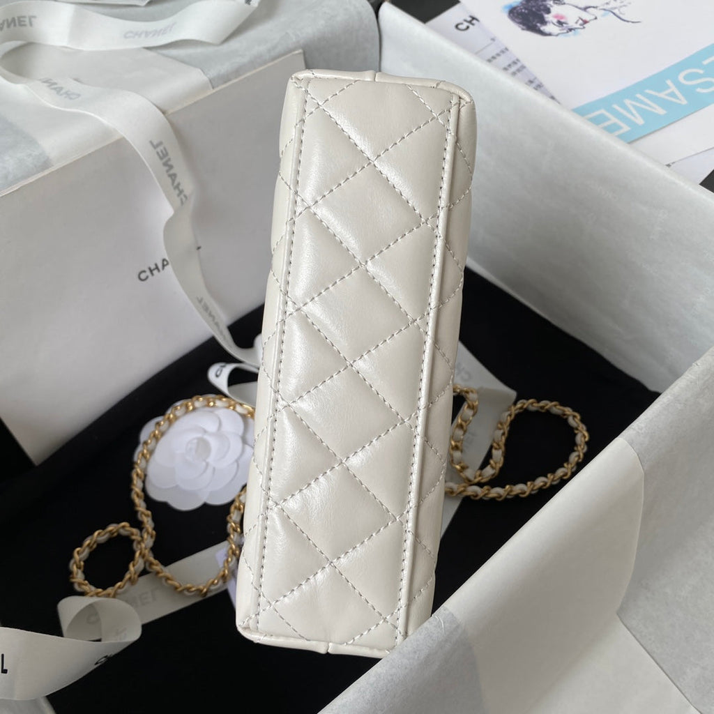 Chanel AS4416 Mini Shopping Bag Beige Shiny Aged Calfskin Gold