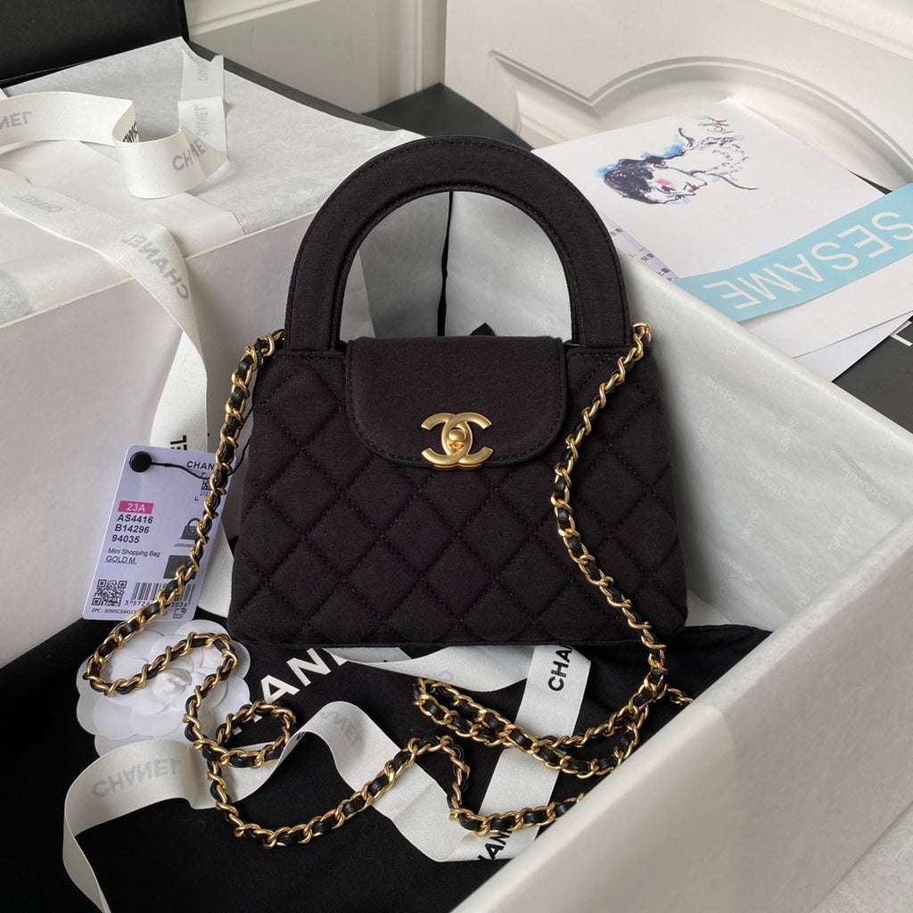 Chanel Mini Shopping Bag AS4416 Satin Black