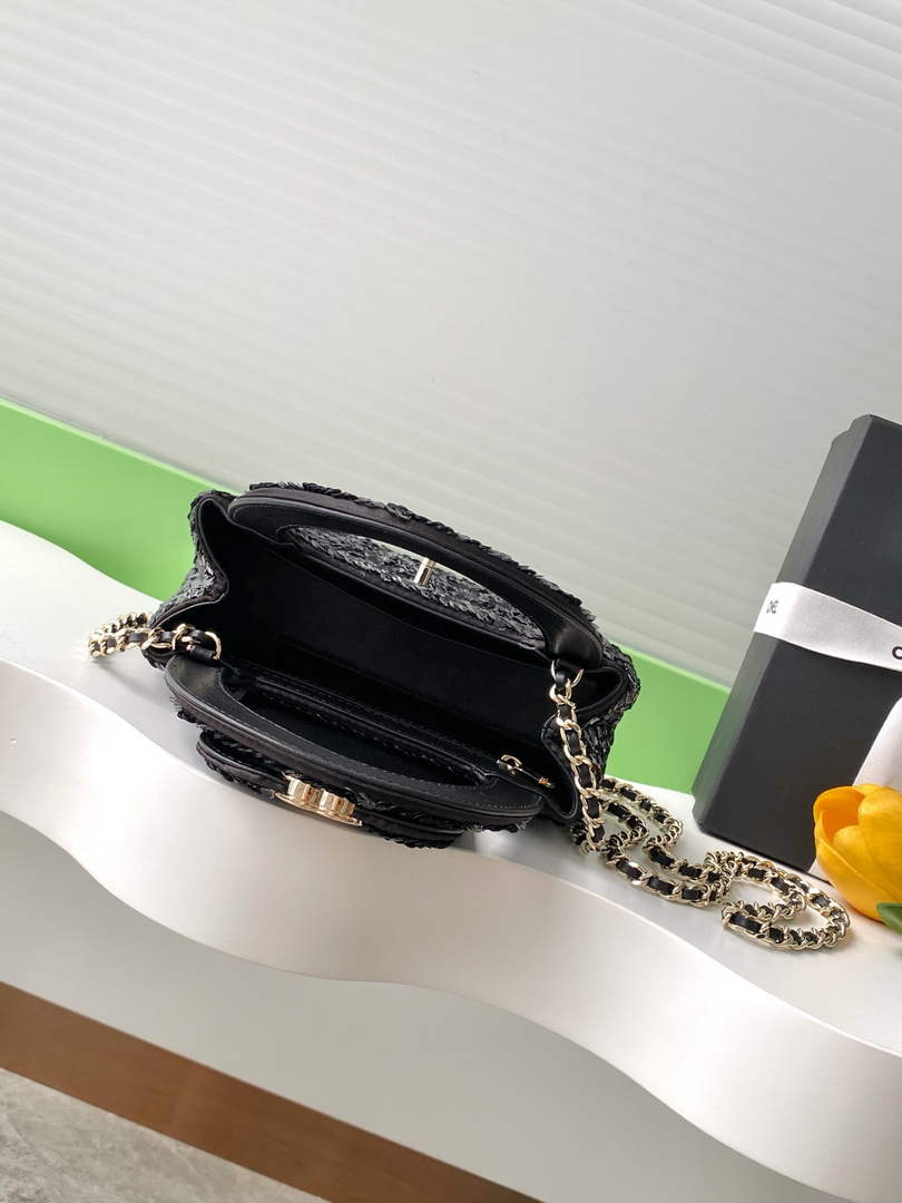 Chanel Satin Sequins Mini Shopping Bag AS4416 Black