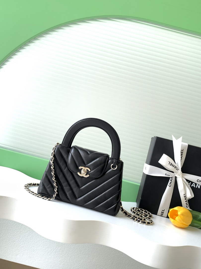 Chanel Mini Shopping Bag, AS4416 Shiny Lambskin Black