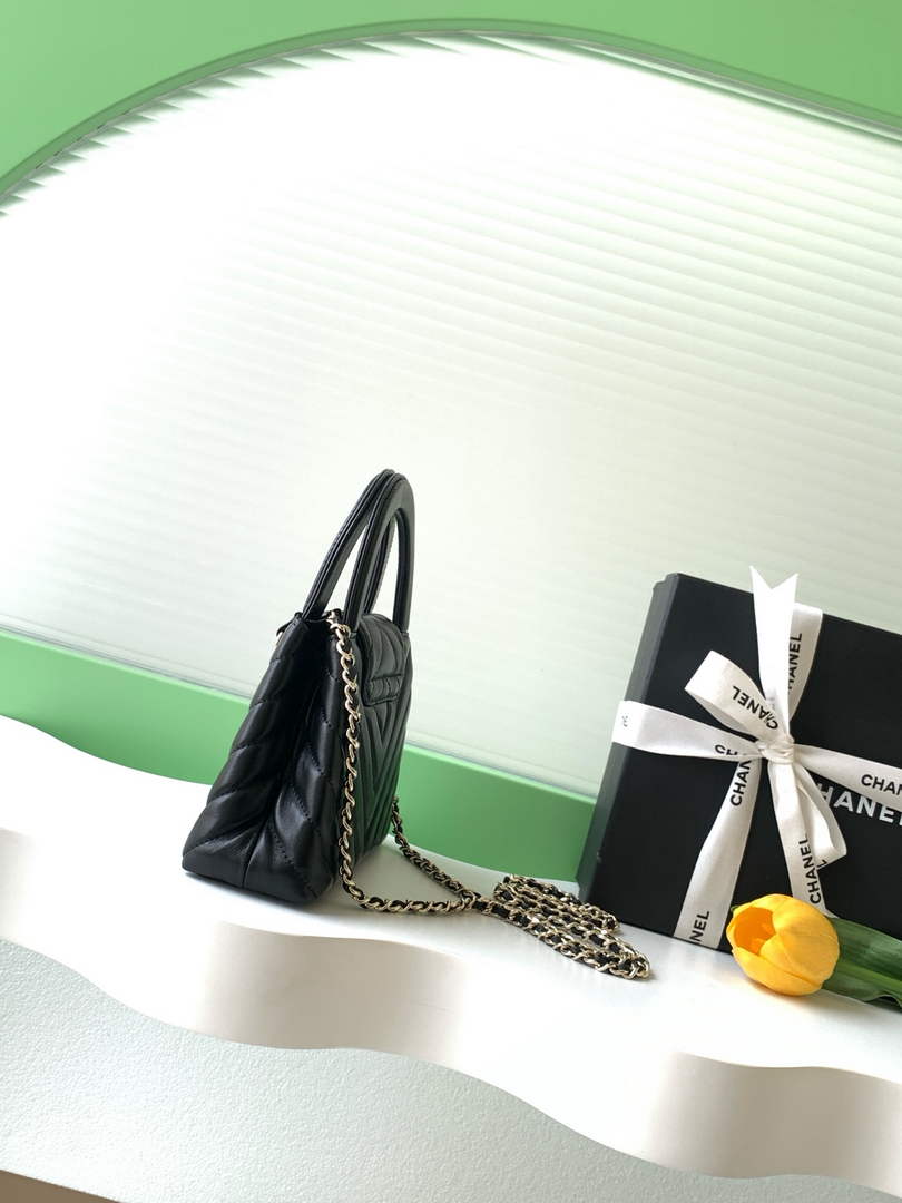 Chanel Mini Shopping Bag, AS4416 Shiny Lambskin Black