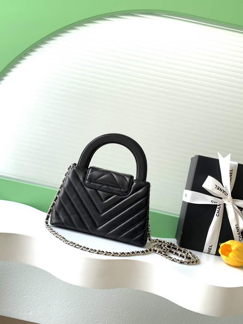 Chanel Mini Shopping Bag, AS4416 Shiny Lambskin Black