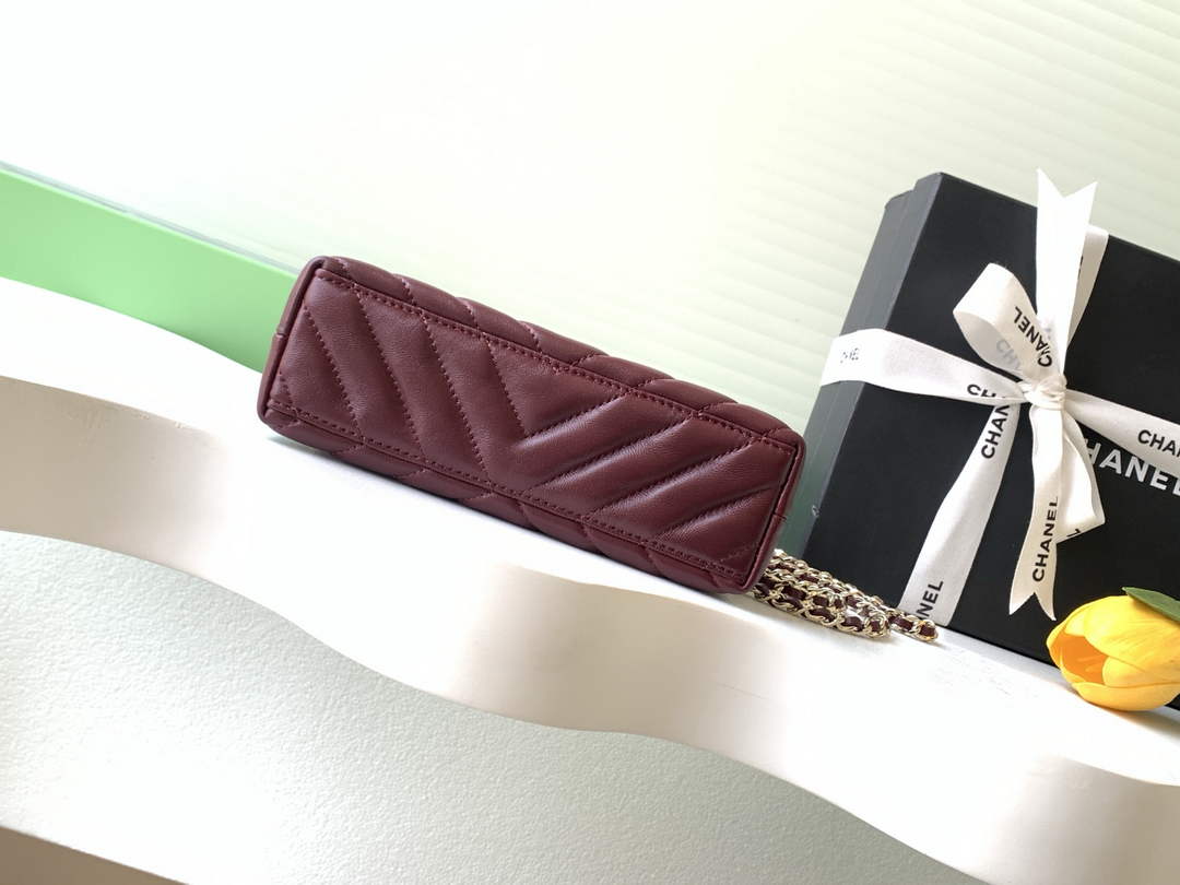 Chanel Mini Shopping Bag, AS4416 Shiny Lambskin Wine Red