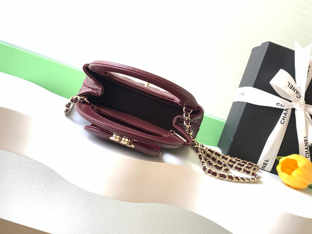 Chanel Mini Shopping Bag, AS4416 Shiny Lambskin Wine Red