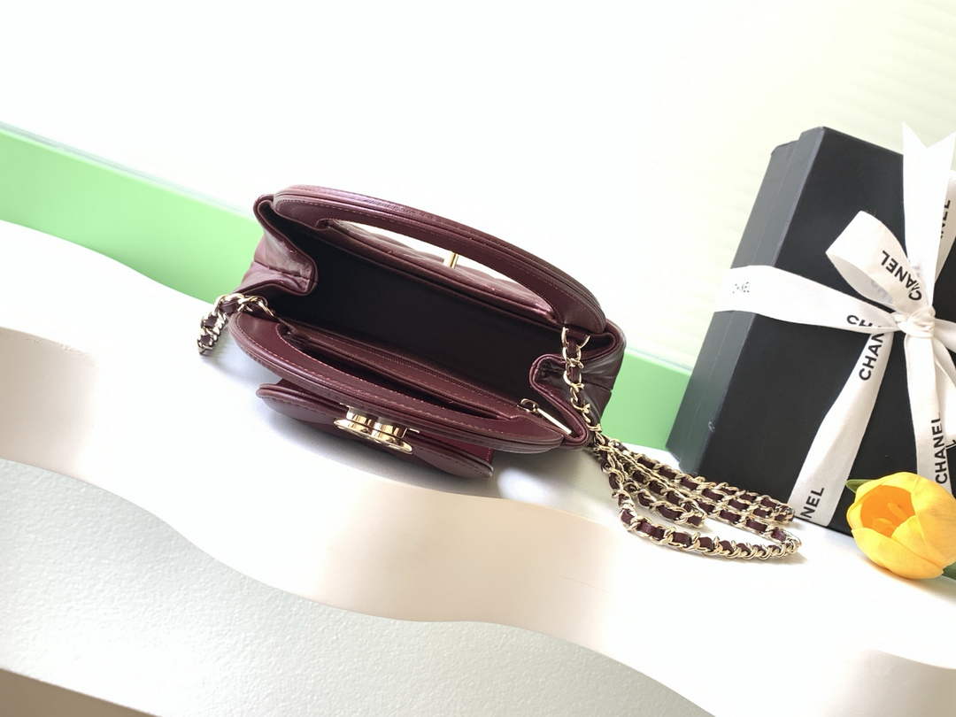 Chanel Mini Shopping Bag, AS4416 Shiny Lambskin Wine Red