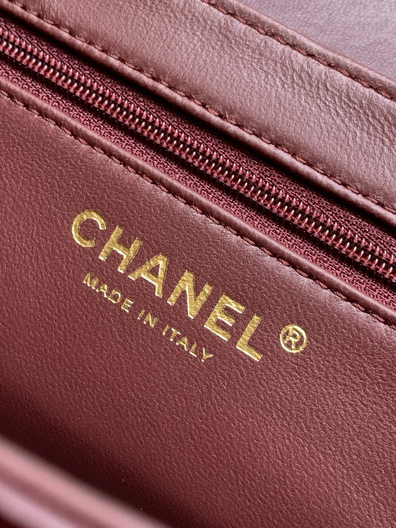 Chanel Mini Shopping Bag, AS4416 Shiny Lambskin Wine Red