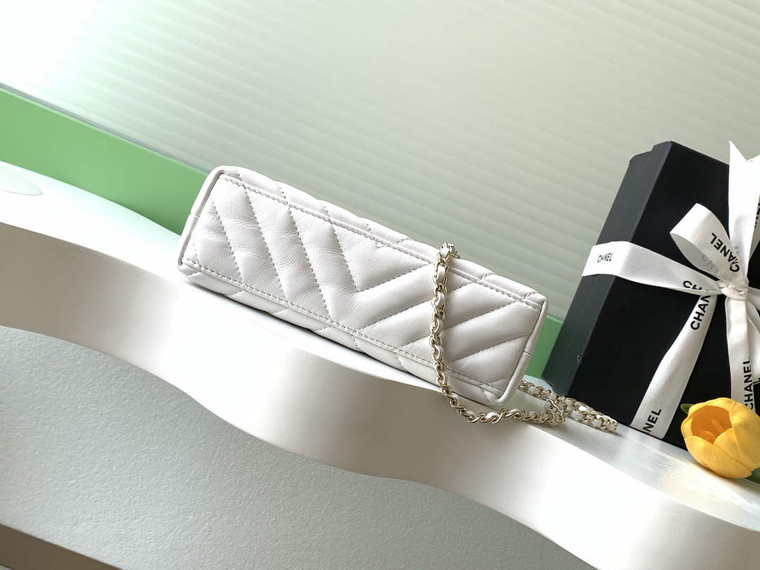 Chanel Mini Shopping Bag, AS4416 Shiny Lambskin White