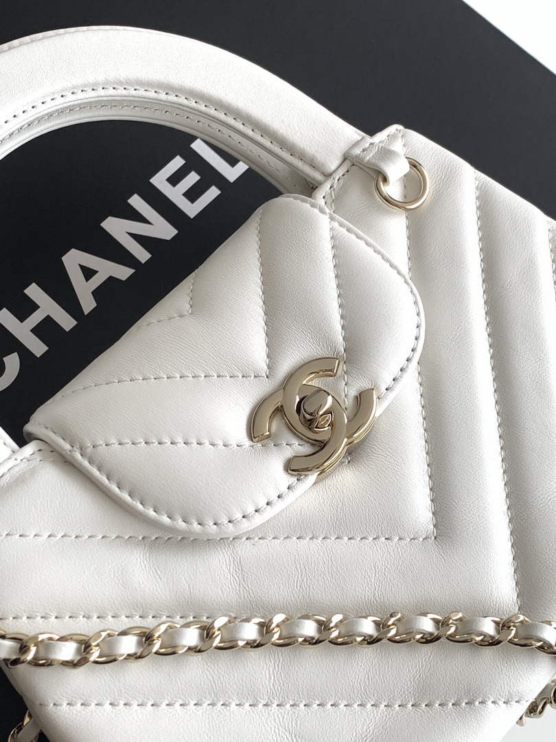 Chanel Mini Shopping Bag, AS4416 Shiny Lambskin White
