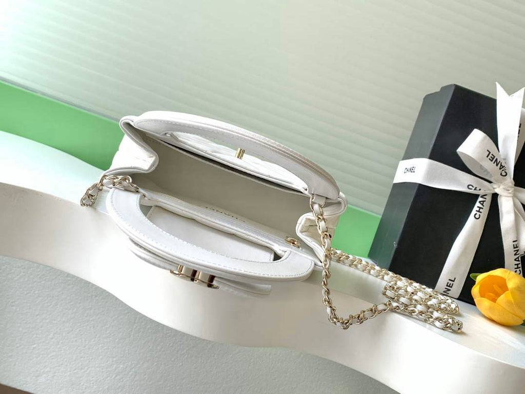 Chanel Mini Shopping Bag, AS4416 Shiny Lambskin White