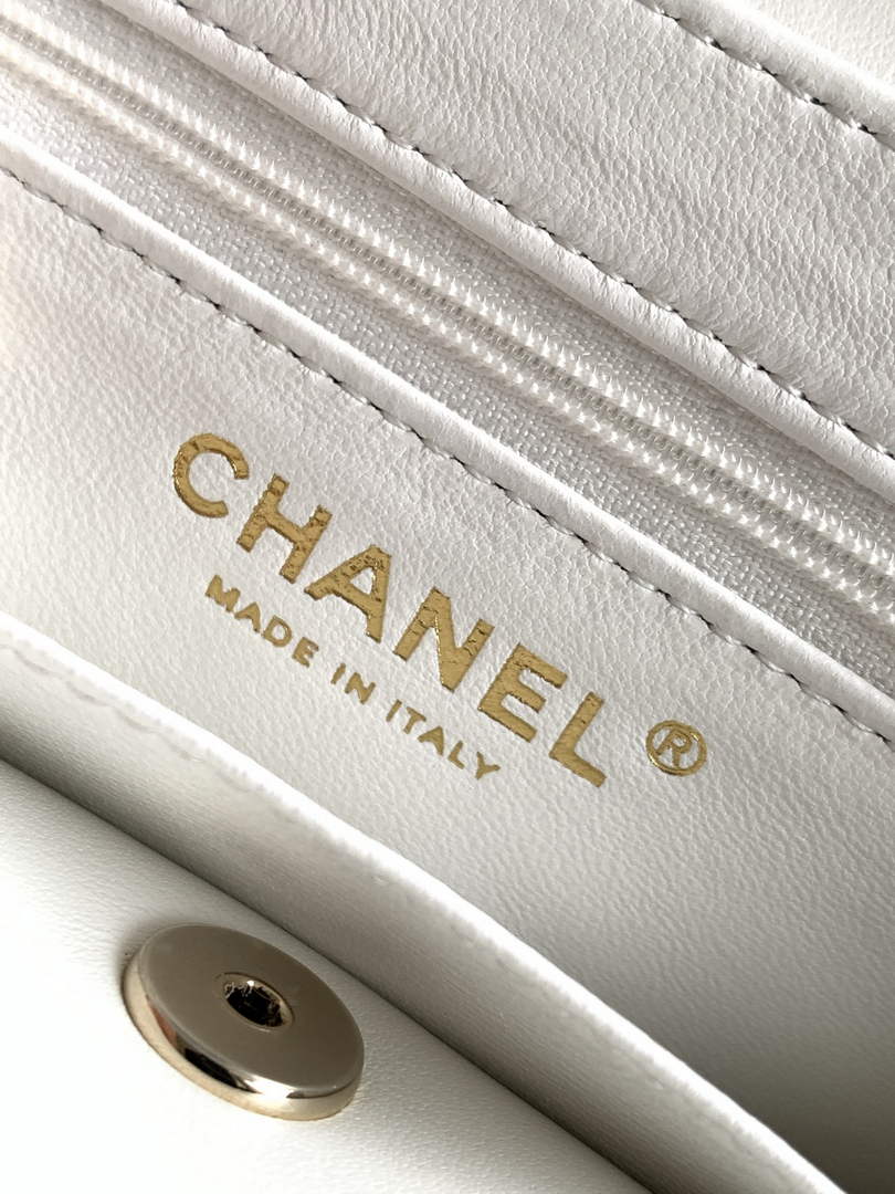 Chanel Mini Shopping Bag, AS4416 Shiny Lambskin White