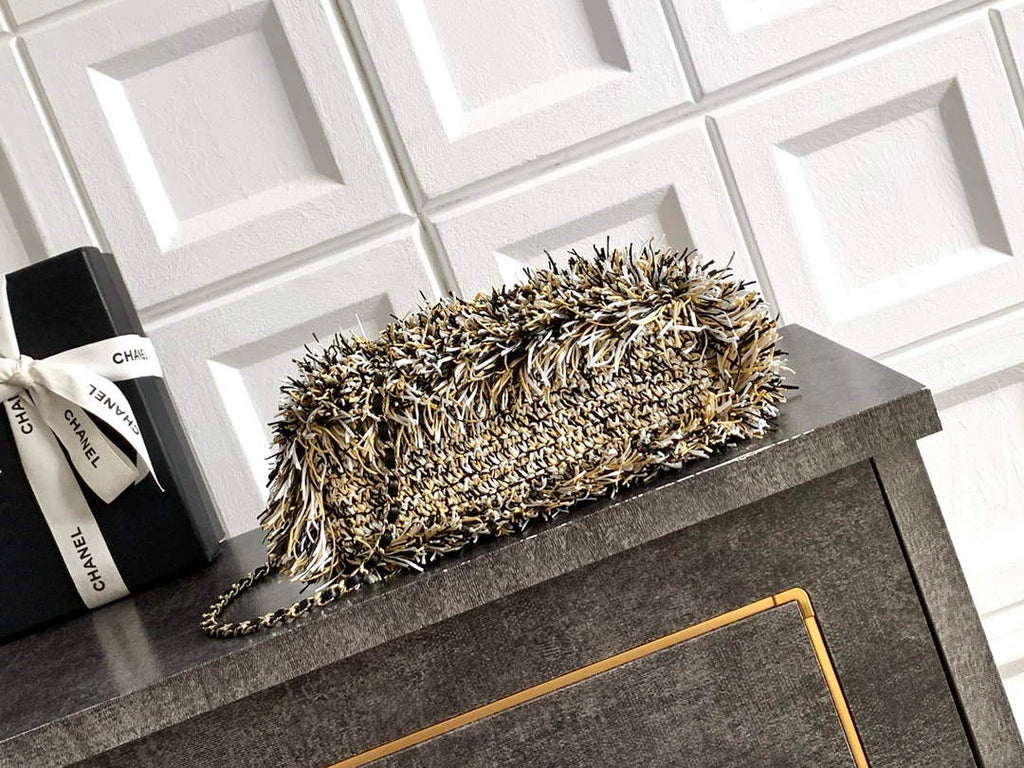 Chanel Mini Shopping Bag, AS4416 Raffia-Effect Fabric Beige