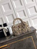 Chanel Mini Shopping Bag, AS4416 Raffia-Effect Fabric Beige