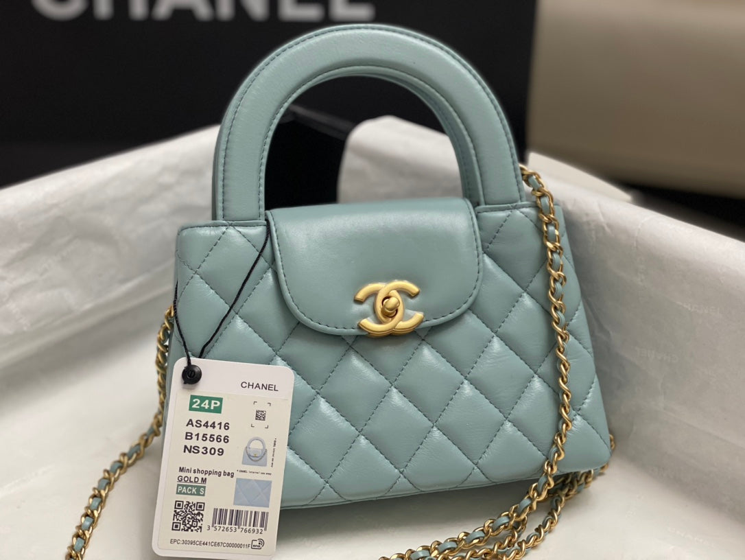 Chanel Calfskin Mini Shopping Bag AS4416 Light Blue