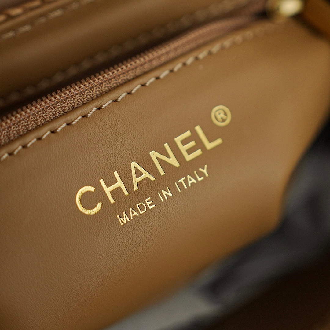 Chanel Mini Shopping Bag, AS4416 Braided Raffia Dark Beige