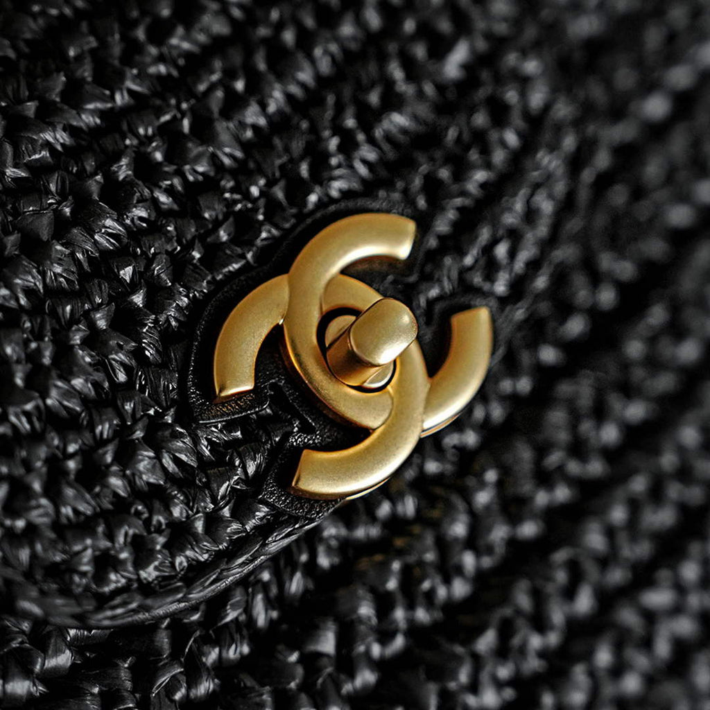 Chanel Mini Shopping Bag, AS4416 Braided Raffia Black