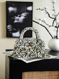 Chanel Mini Shopping Bag, AS4416 Raffia-Effect Fabric Gray