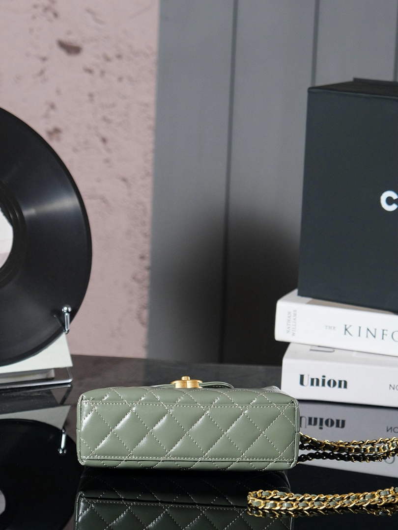 Chanel Calfskin Mini Shopping Bag AS4416 Dark Green