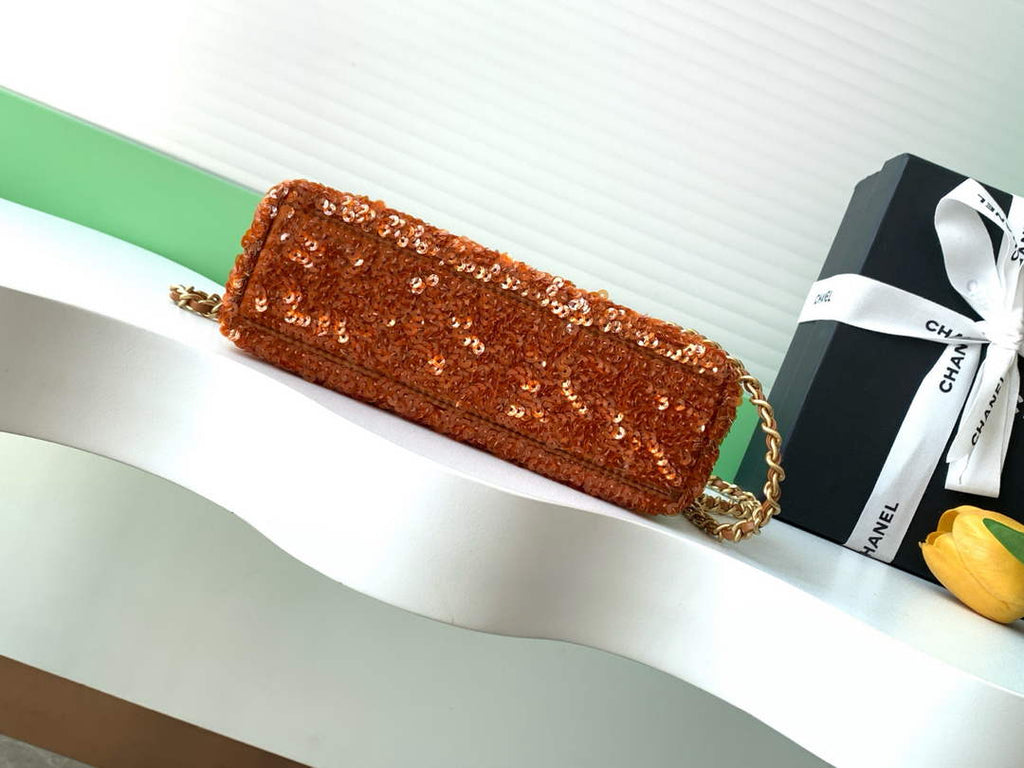 Chanel Mini Shopping Bag, AS4416 Sequins Brown