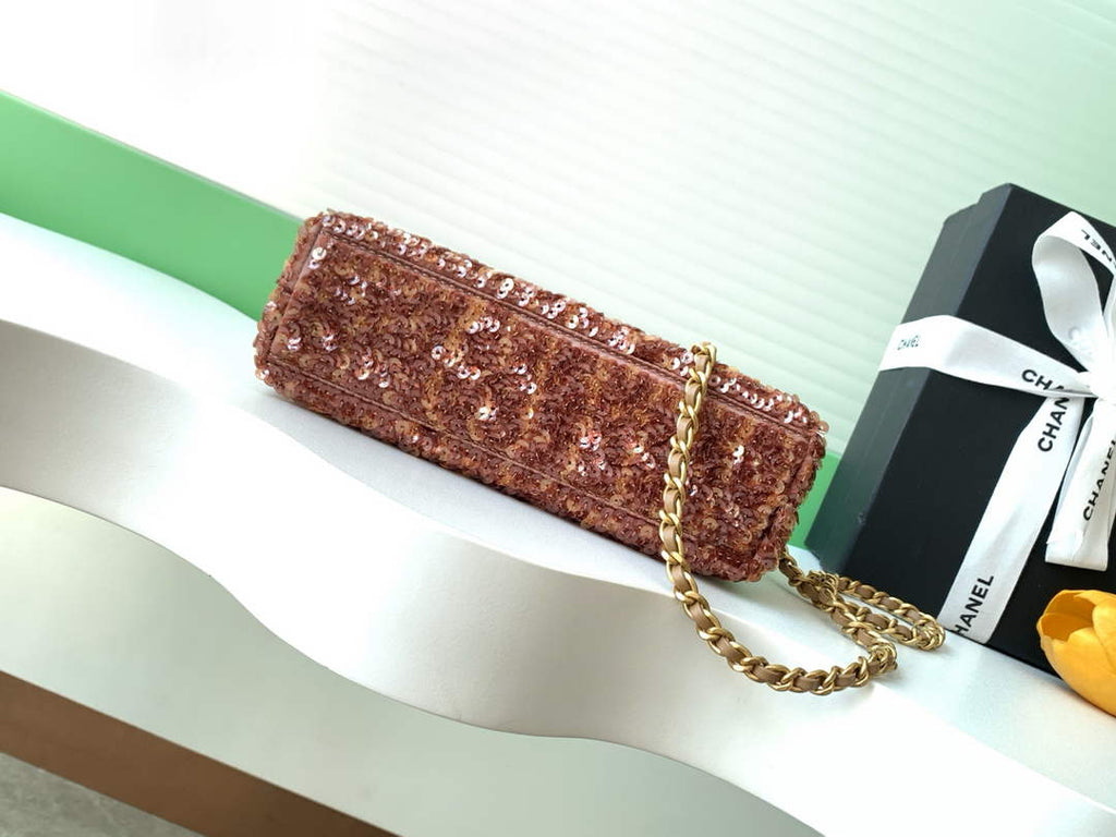 Chanel Mini Shopping Bag, AS4416 Sequins Apricot