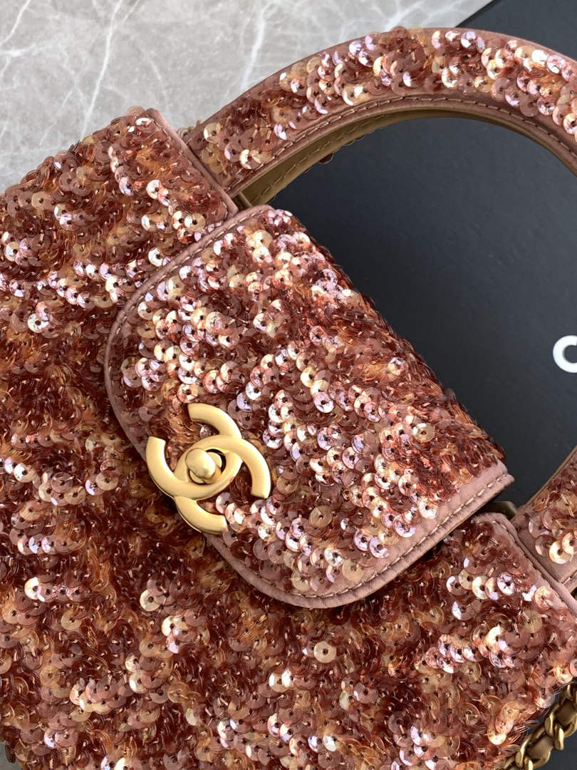 Chanel Mini Shopping Bag, AS4416 Sequins Apricot