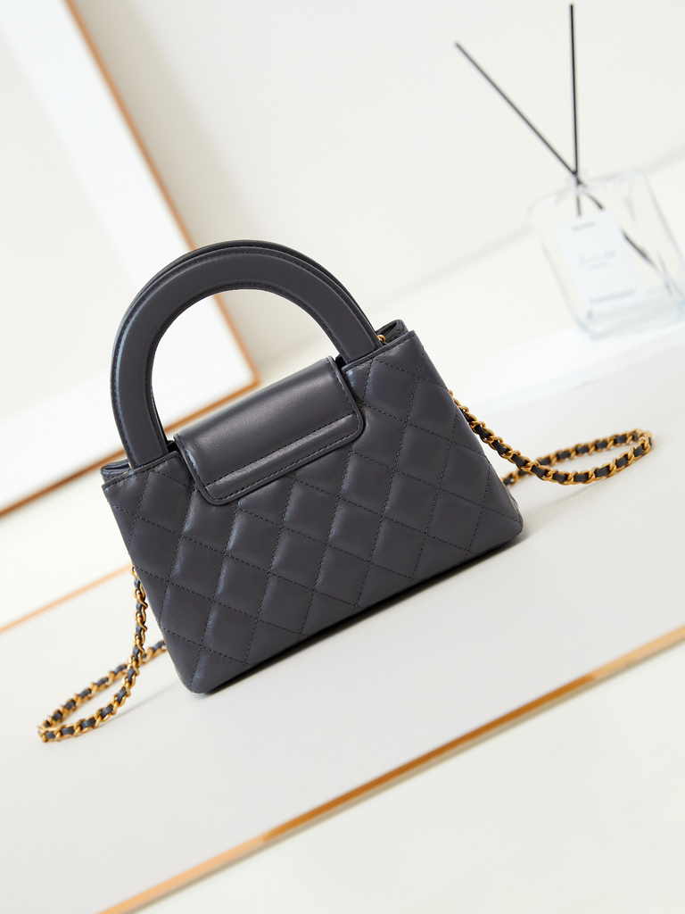 Chanel mini shopping bag, AS4416 dark gray calfskin