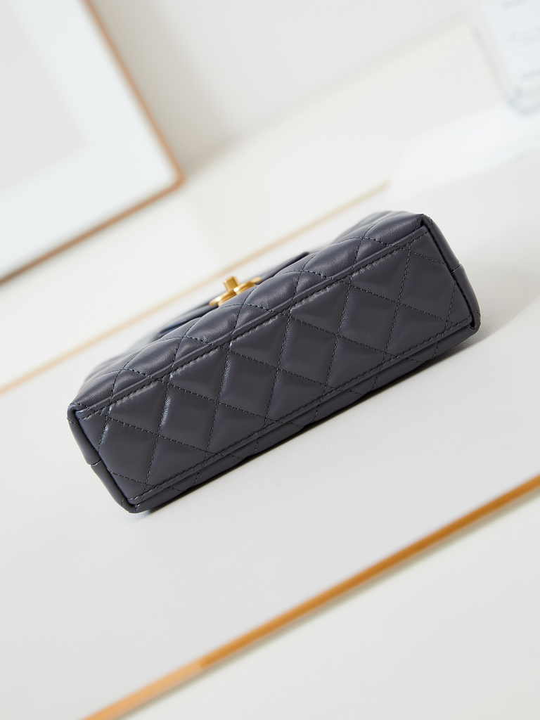 Chanel mini shopping bag, AS4416 dark gray calfskin