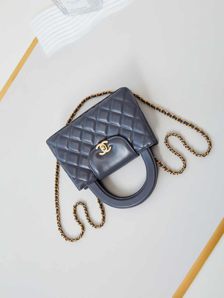 Chanel mini shopping bag, AS4416 dark gray calfskin