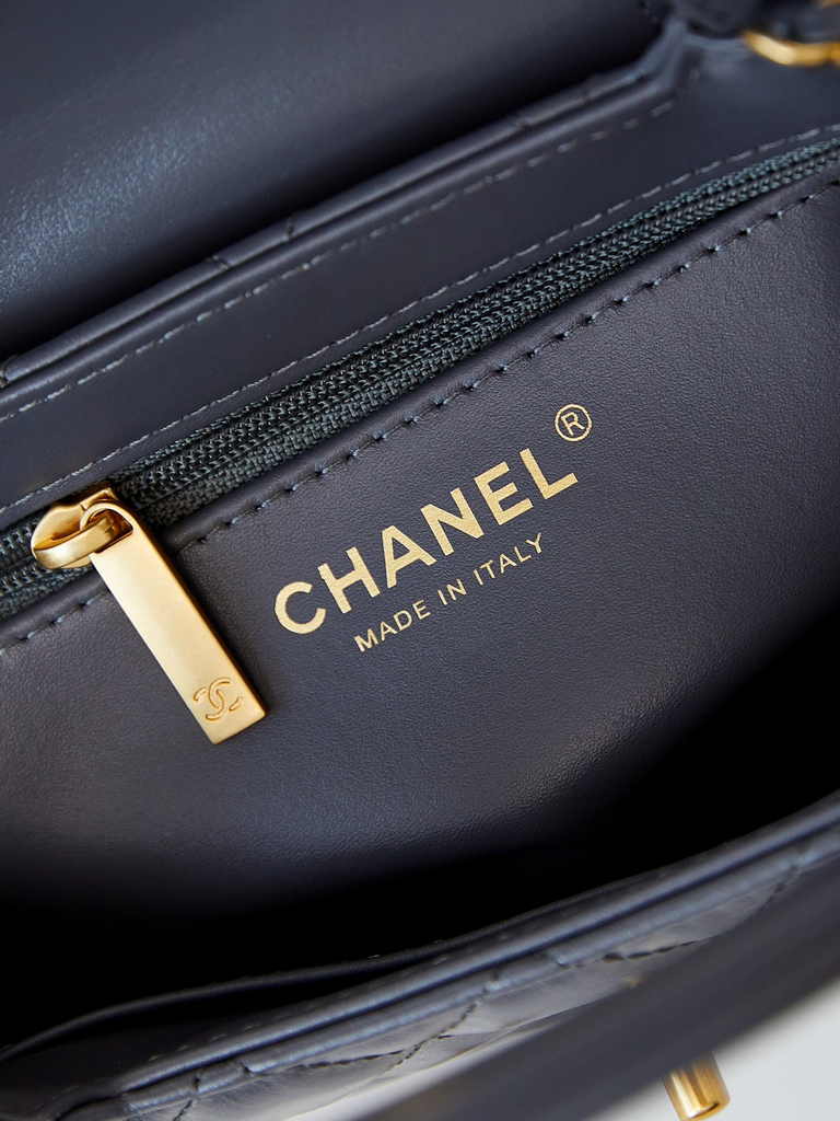 Chanel mini shopping bag, AS4416 dark gray calfskin