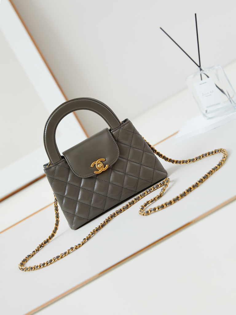 Chanel mini shopping bag, AS4416 gray calfskin