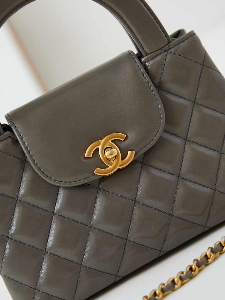 Chanel mini shopping bag, AS4416 gray calfskin