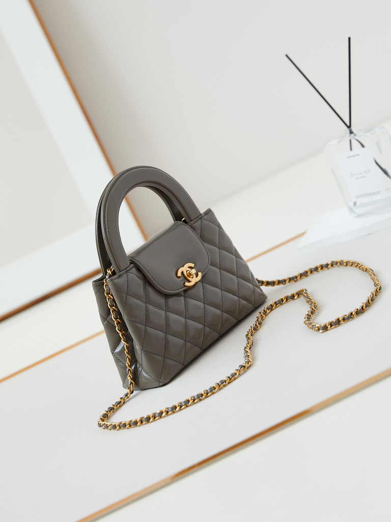 Chanel mini shopping bag, AS4416 gray calfskin