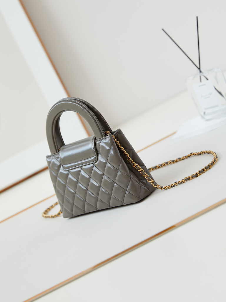 Chanel mini shopping bag, AS4416 gray calfskin