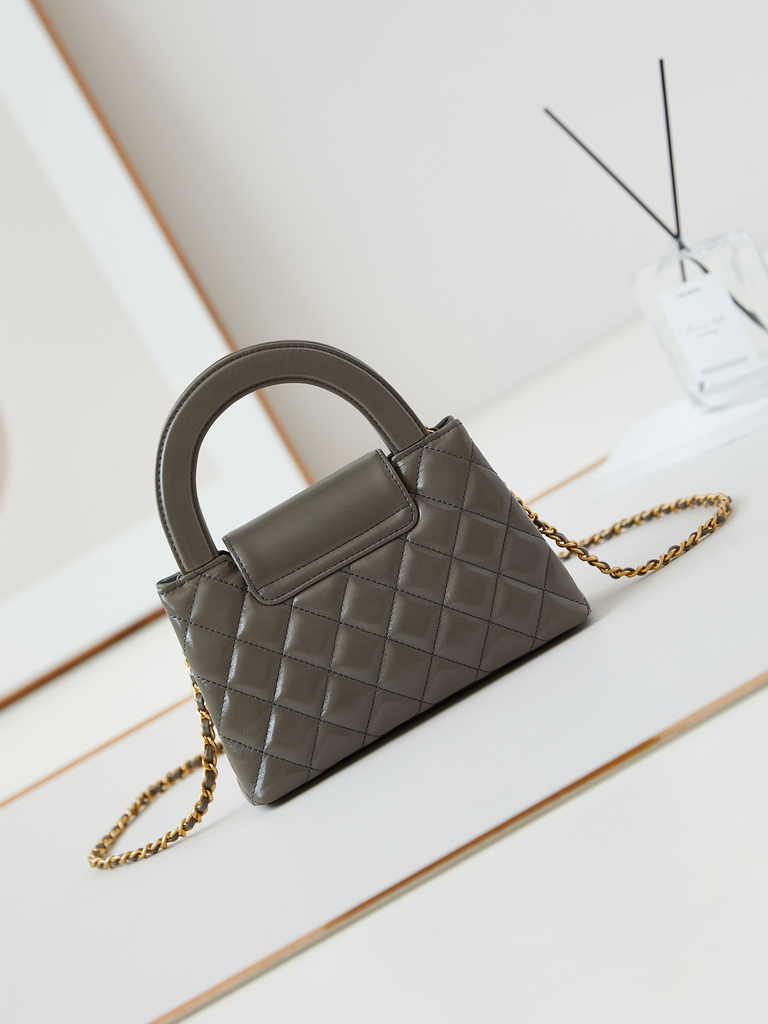 Chanel mini shopping bag, AS4416 gray calfskin