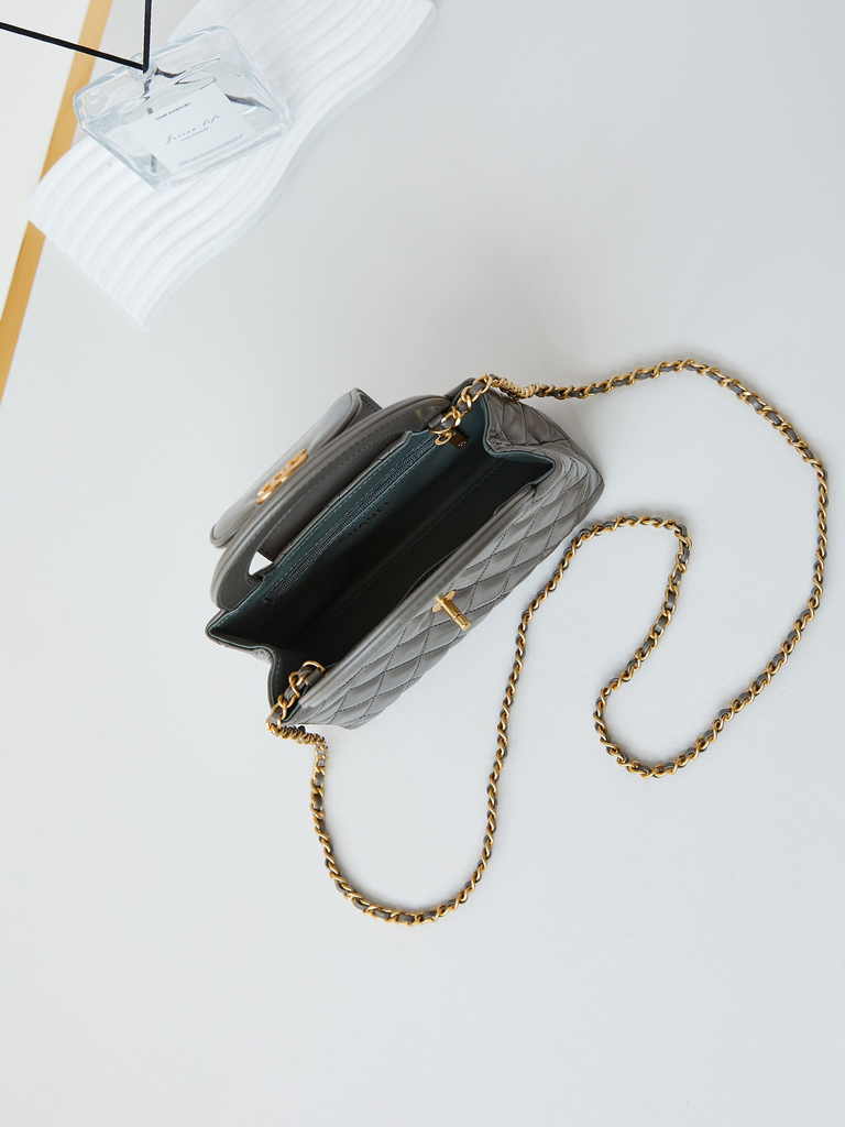 Chanel mini shopping bag, AS4416 gray calfskin