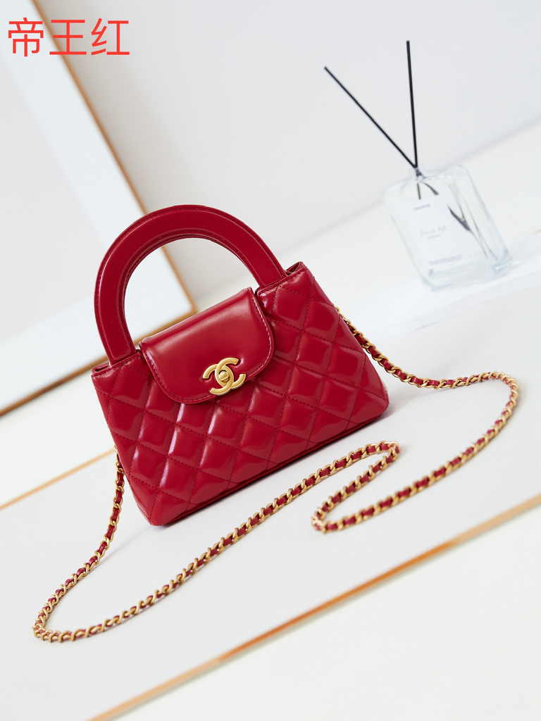 Chanel mini shopping bag, AS4416 red calfskin