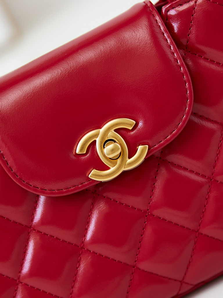 Chanel mini shopping bag, AS4416 red calfskin
