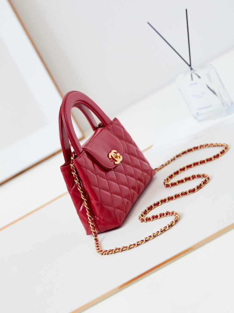 Chanel mini shopping bag, AS4416 red calfskin