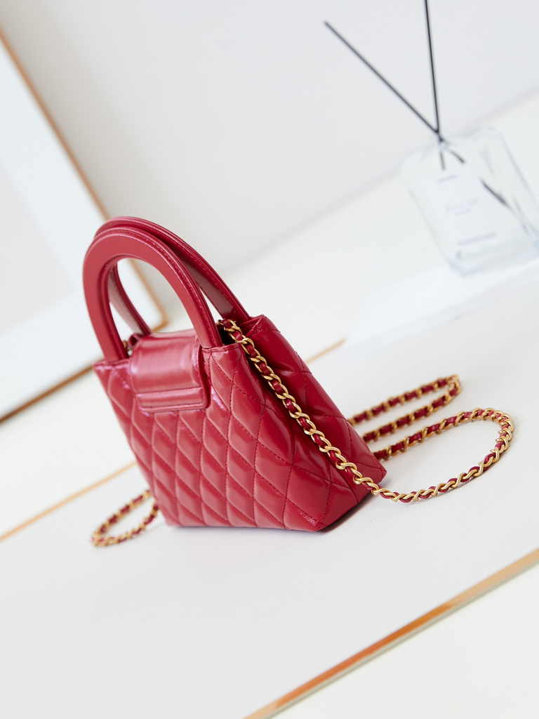 Chanel mini shopping bag, AS4416 red calfskin