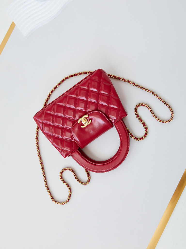 Chanel mini shopping bag, AS4416 red calfskin