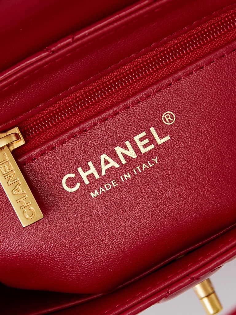 Chanel mini shopping bag, AS4416 red calfskin