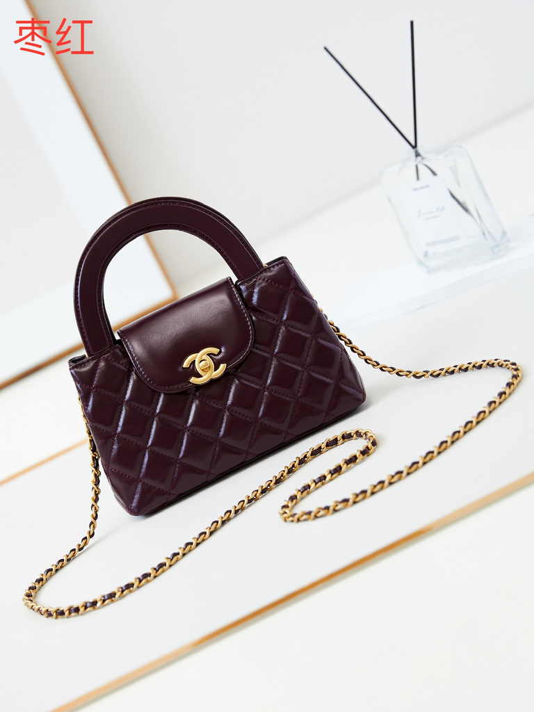 Chanel mini shopping bag, AS4416 dark red calfskin