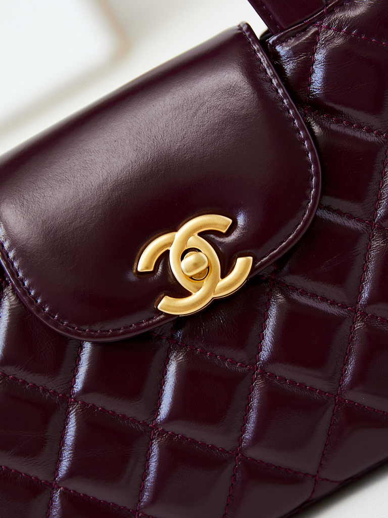 Chanel mini shopping bag, AS4416 dark red calfskin