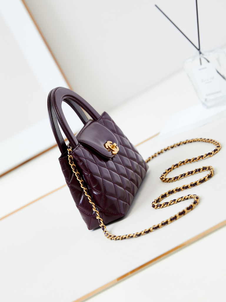 Chanel mini shopping bag, AS4416 dark red calfskin