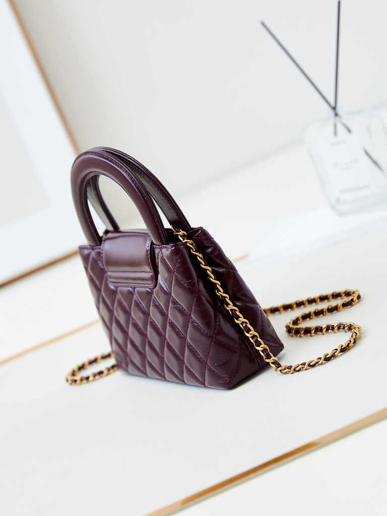 Chanel mini shopping bag, AS4416 dark red calfskin
